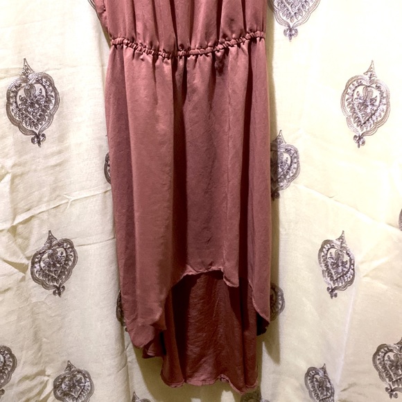 SILK COTTON ON HIGH LOW CINNAMON SLIP DRESS SZ M SCOOP NECK ADJUSTABLE STRAPS - Picture 3 of 11